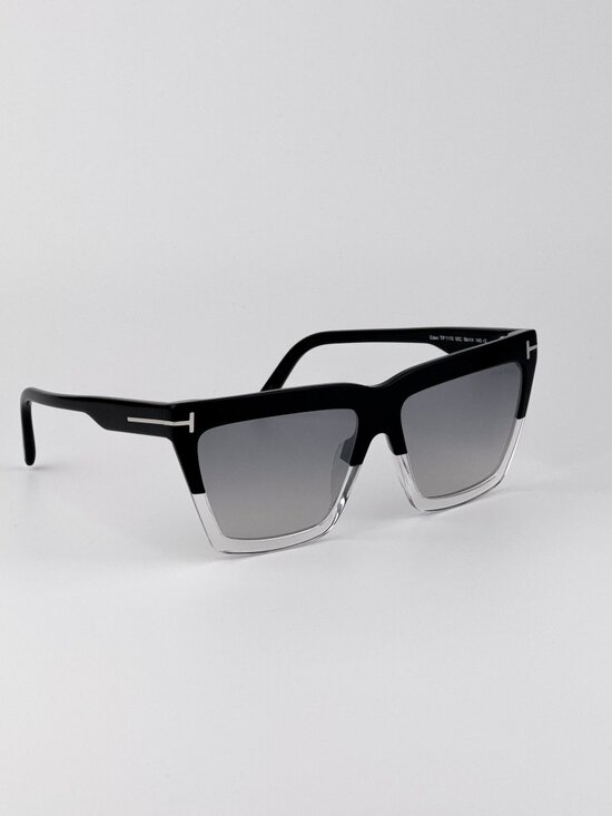 Tom Ford EDEN FT1110 05C Sunglasses – Black Transparent Square Cat Eye Mirror